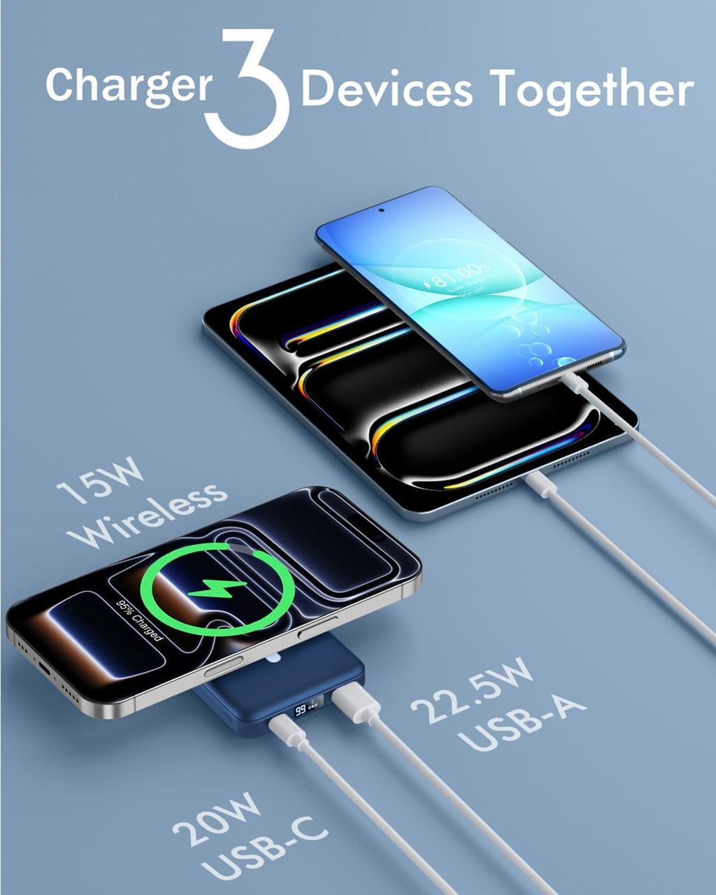 podoru para Magsafe - Cargador de batería magnético plegable de 100...