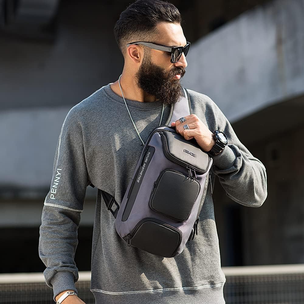 BANGE Bolso bandolera, bolso de hombro impermeable para hombres, bo...