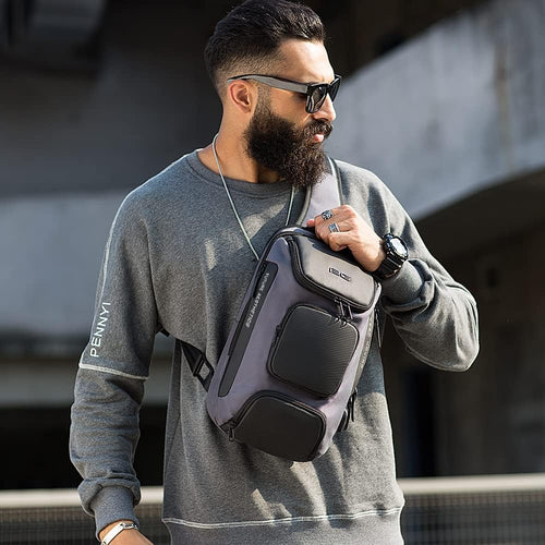 BANGE Bolso bandolera, bolso de hombro impermeable para hombres, bo...