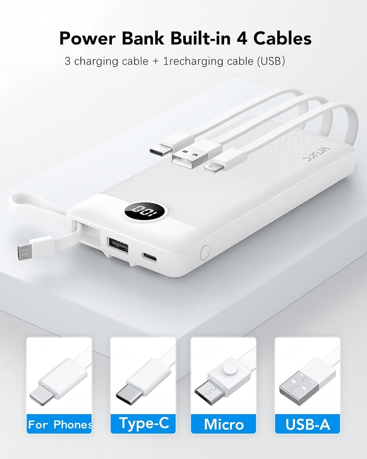 VRURC Cargador Portátil Power Bank, Paquete de Batería Esencial de...