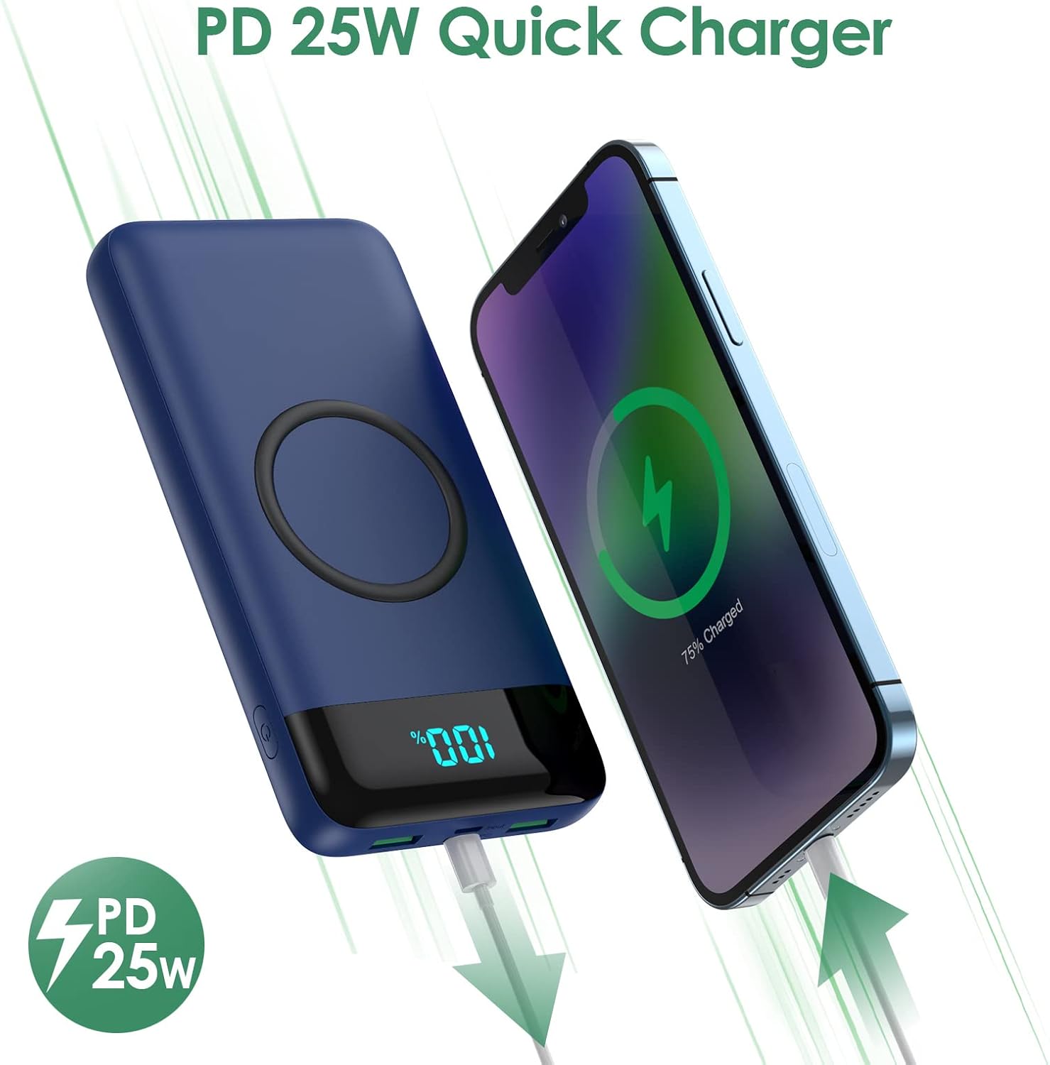 Cargador portátil inalámbrico de 30,800 mAh, cargador de batería US...