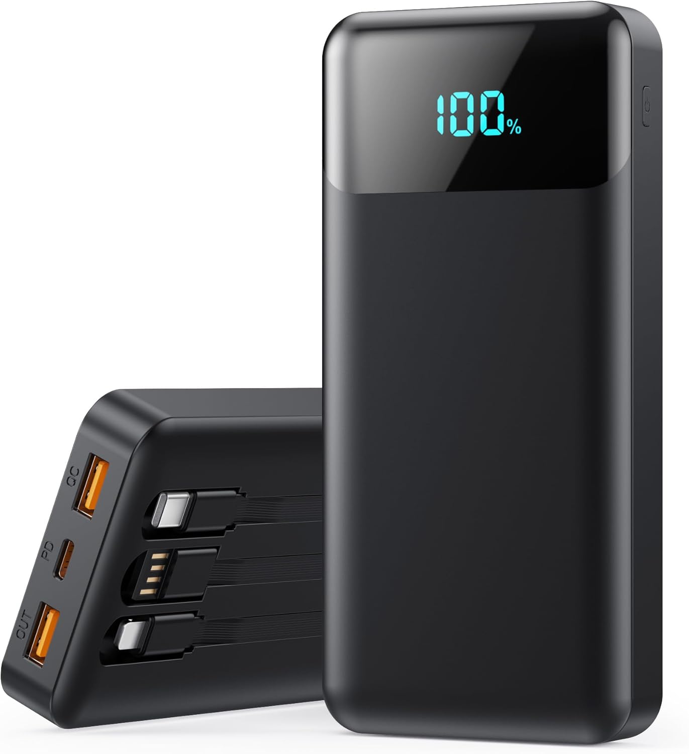 Cargador portátil de 50800 mAh con 3 cables integrados, 25 W PD car...