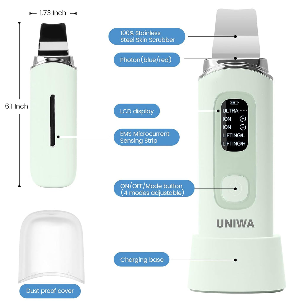 UNIWA Espátula facial para limpiar la piel, limpiador de poros, her...