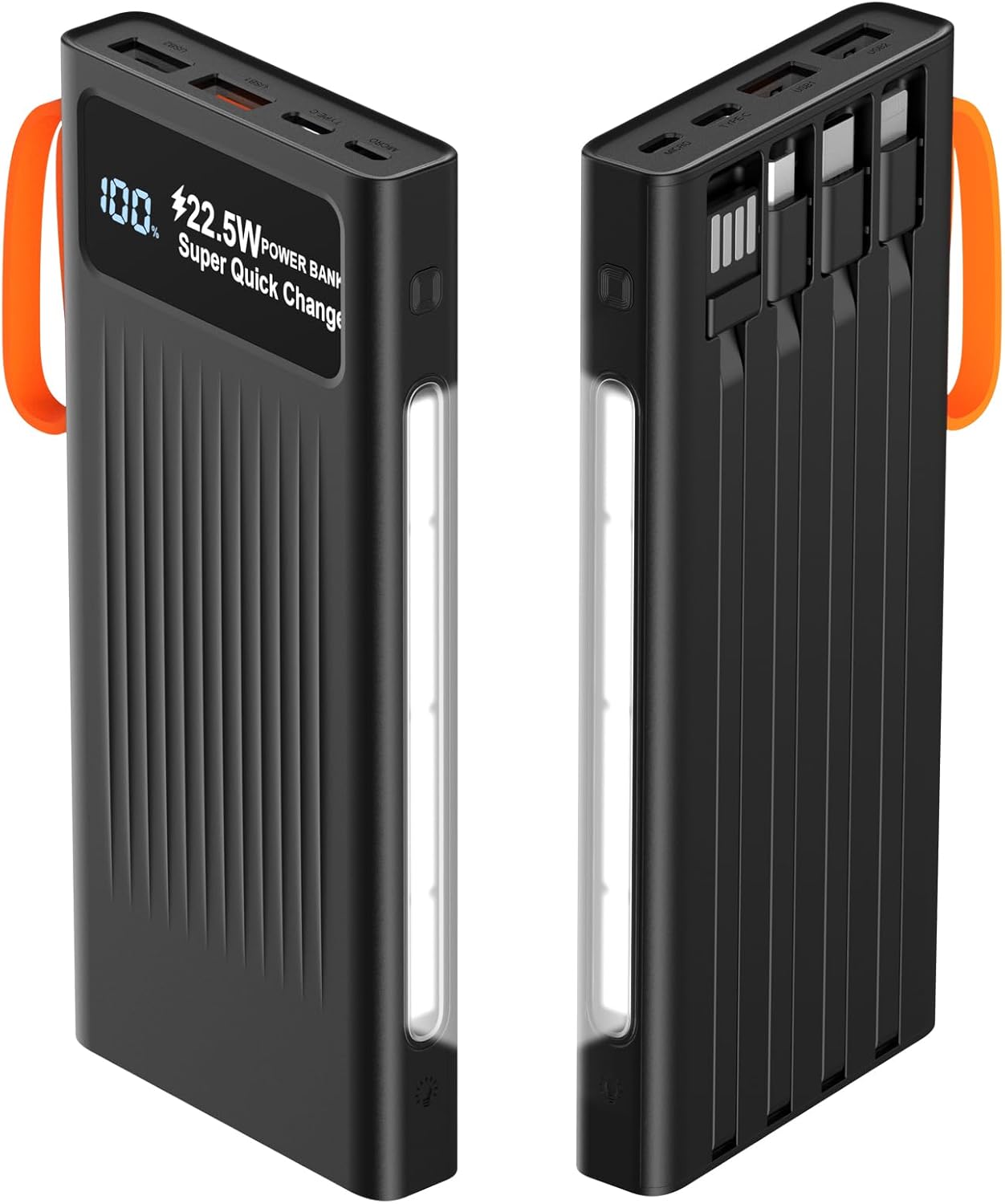 Cargador portátil de 10000 mAh, cable integrado, PD de 22.5 W de ca...