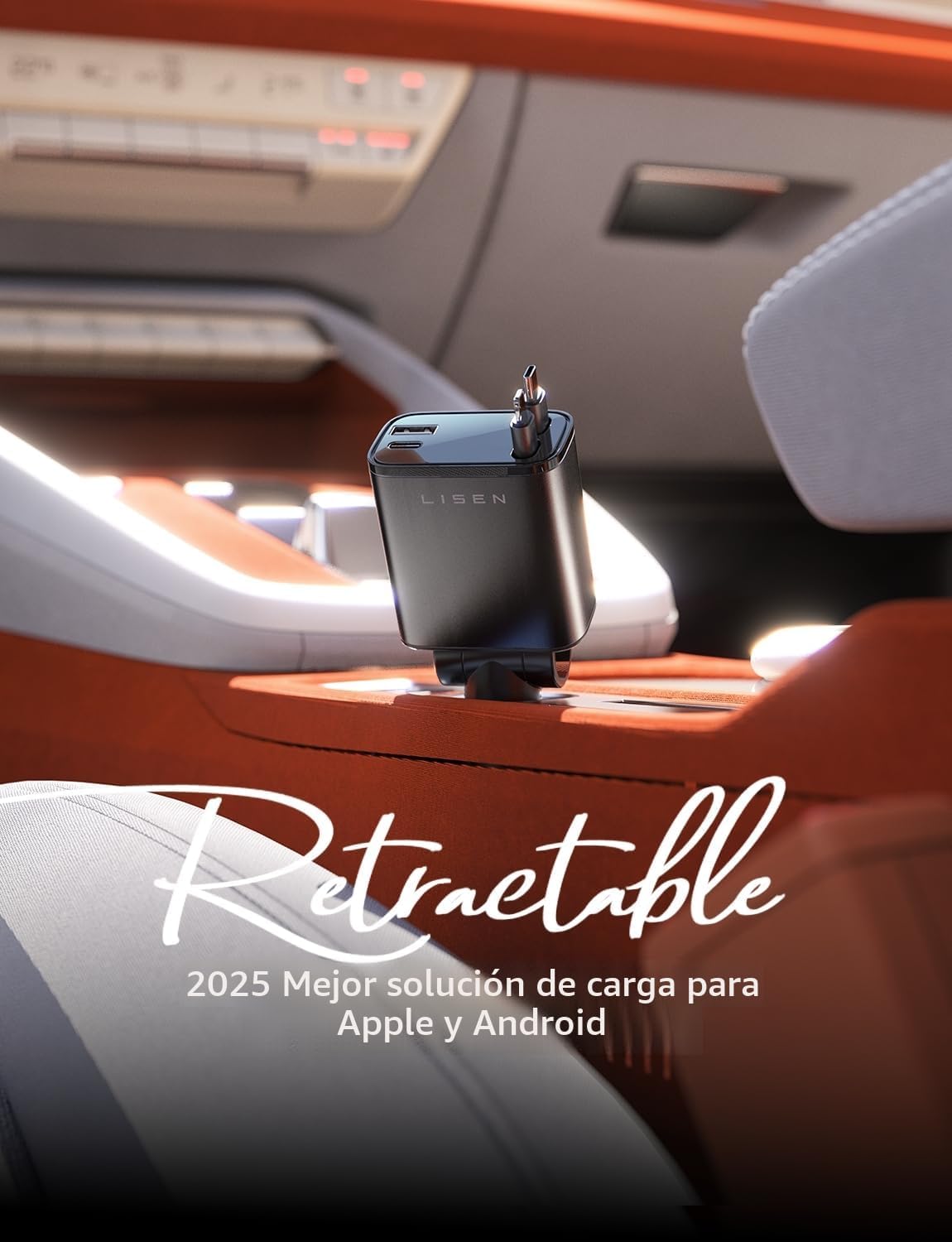 LISEN - Cargador retráctil para automóvil, adaptador de cargador de...
