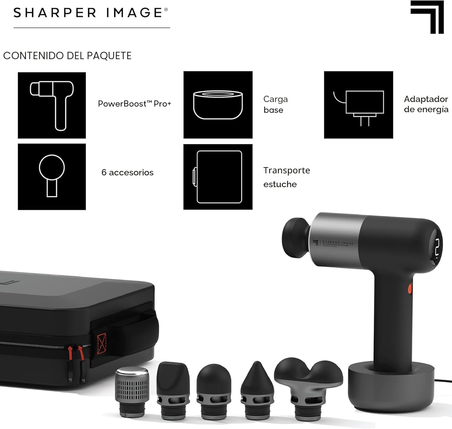 Sharper Image Pistola de masaje de tejido profundo con percusión, m...