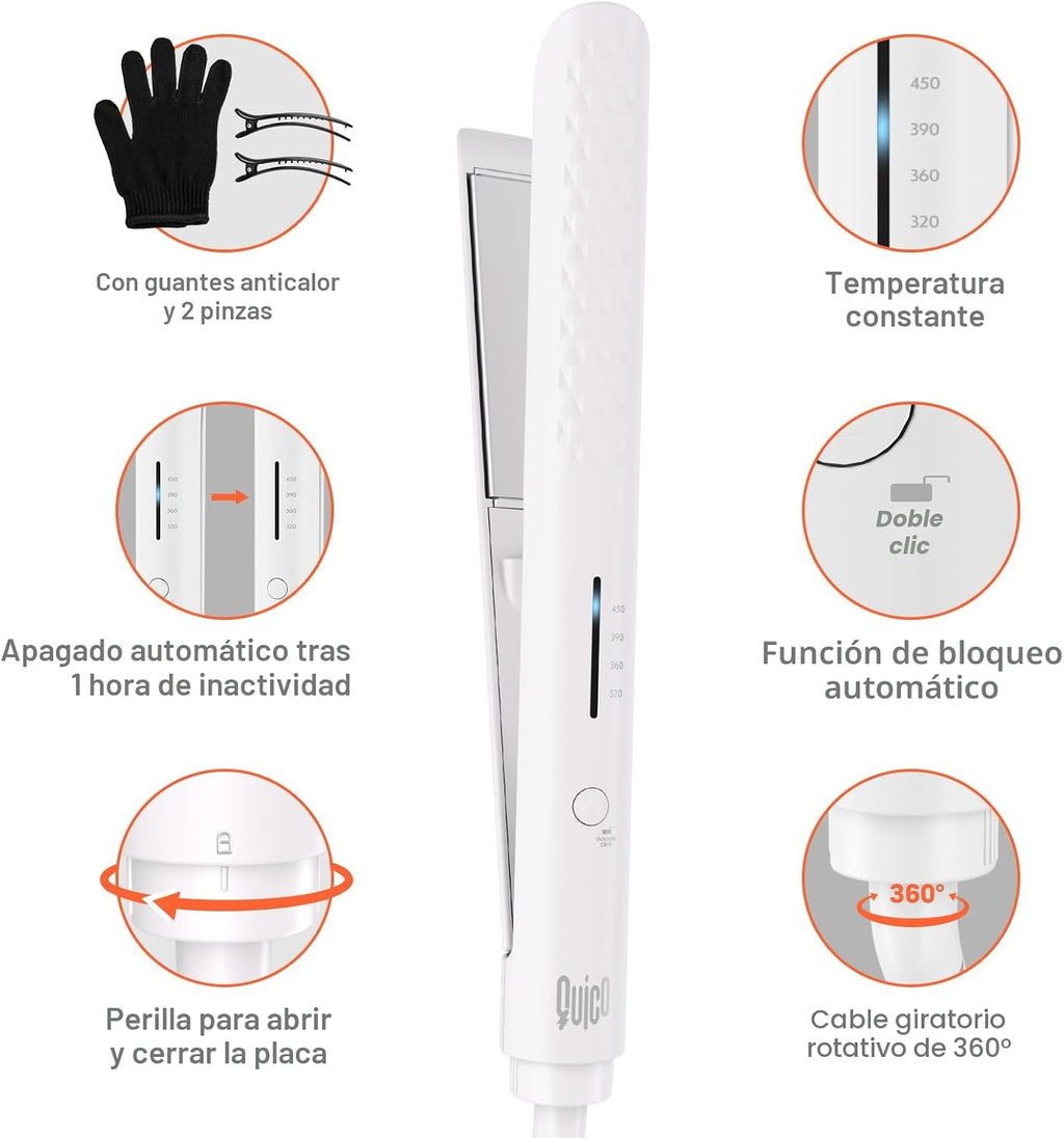 Quico - Plancha para el cabello, 110-240V, plancha para el cabello...