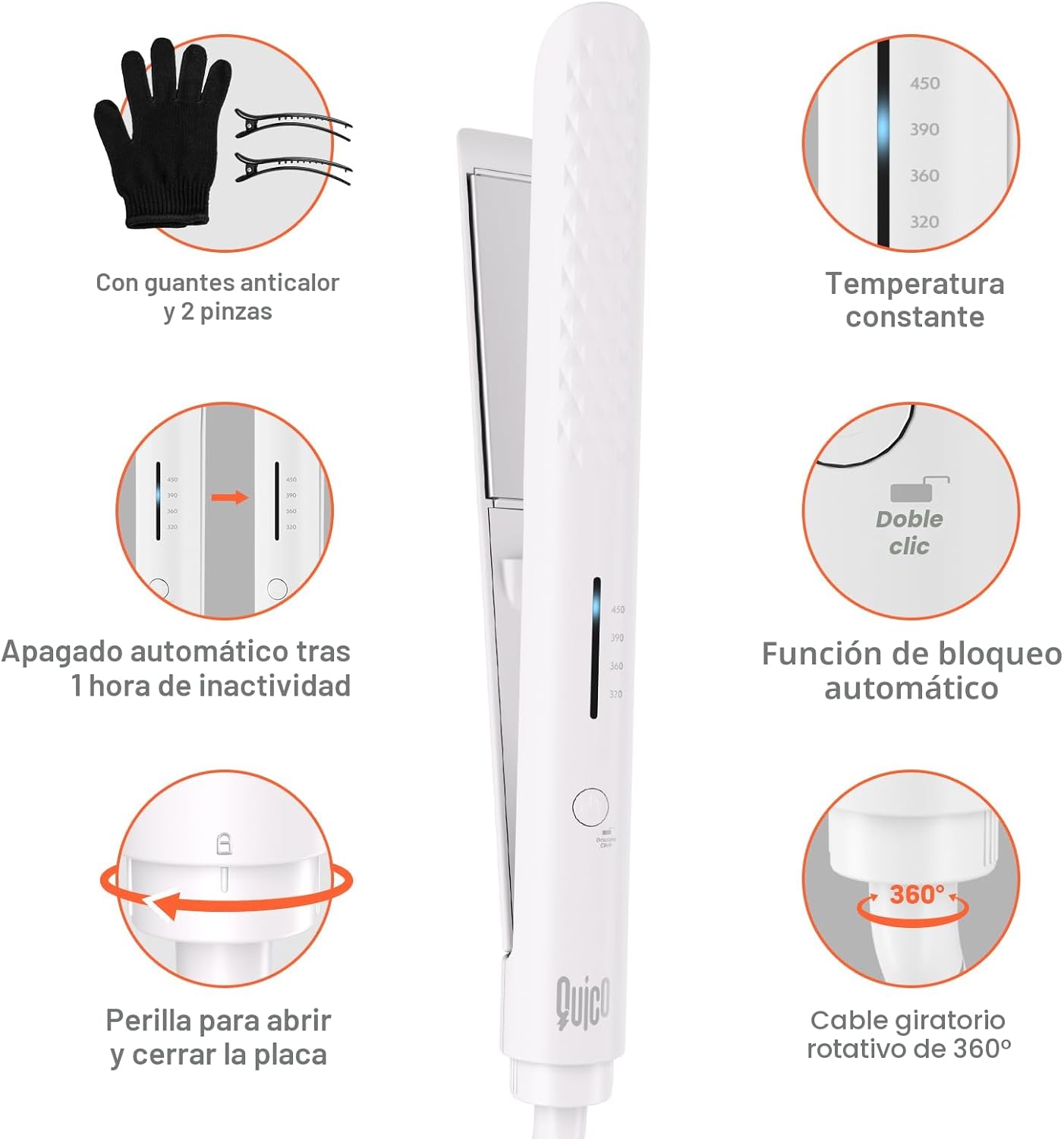 Quico - Plancha para el cabello, 110-240V, plancha para el cabello...