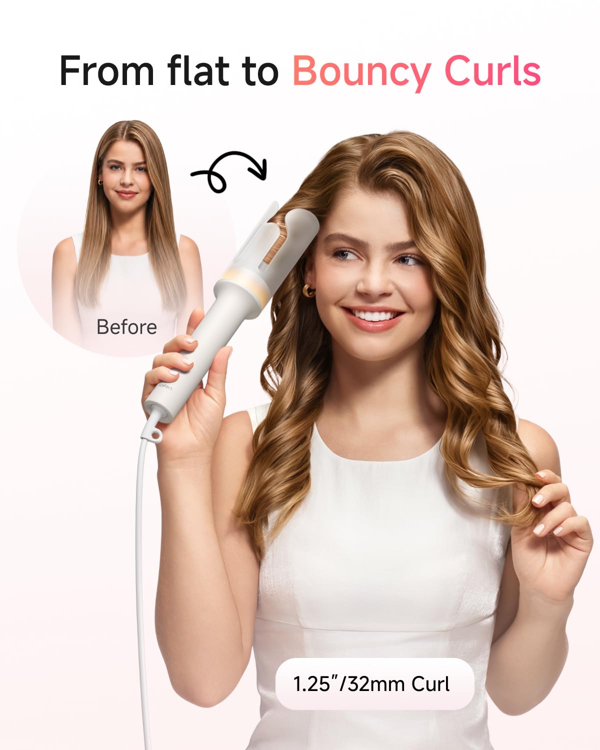 Rizador Laifen AutoCurl, rizador de pelo de cerámica de 1,25 pulgad...