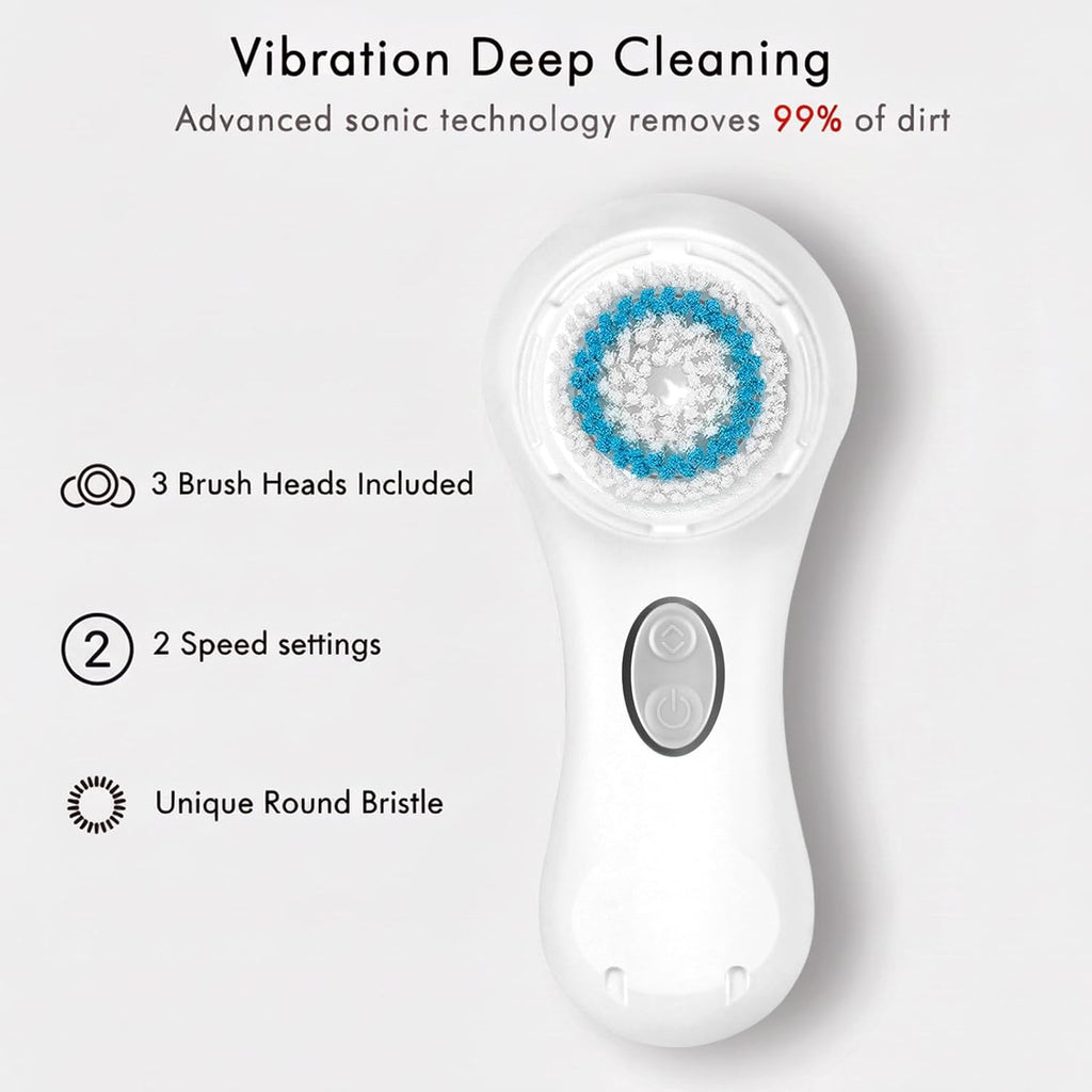 Microtree Cepillo eléctrico de limpieza facial, cepillo facial vibr...