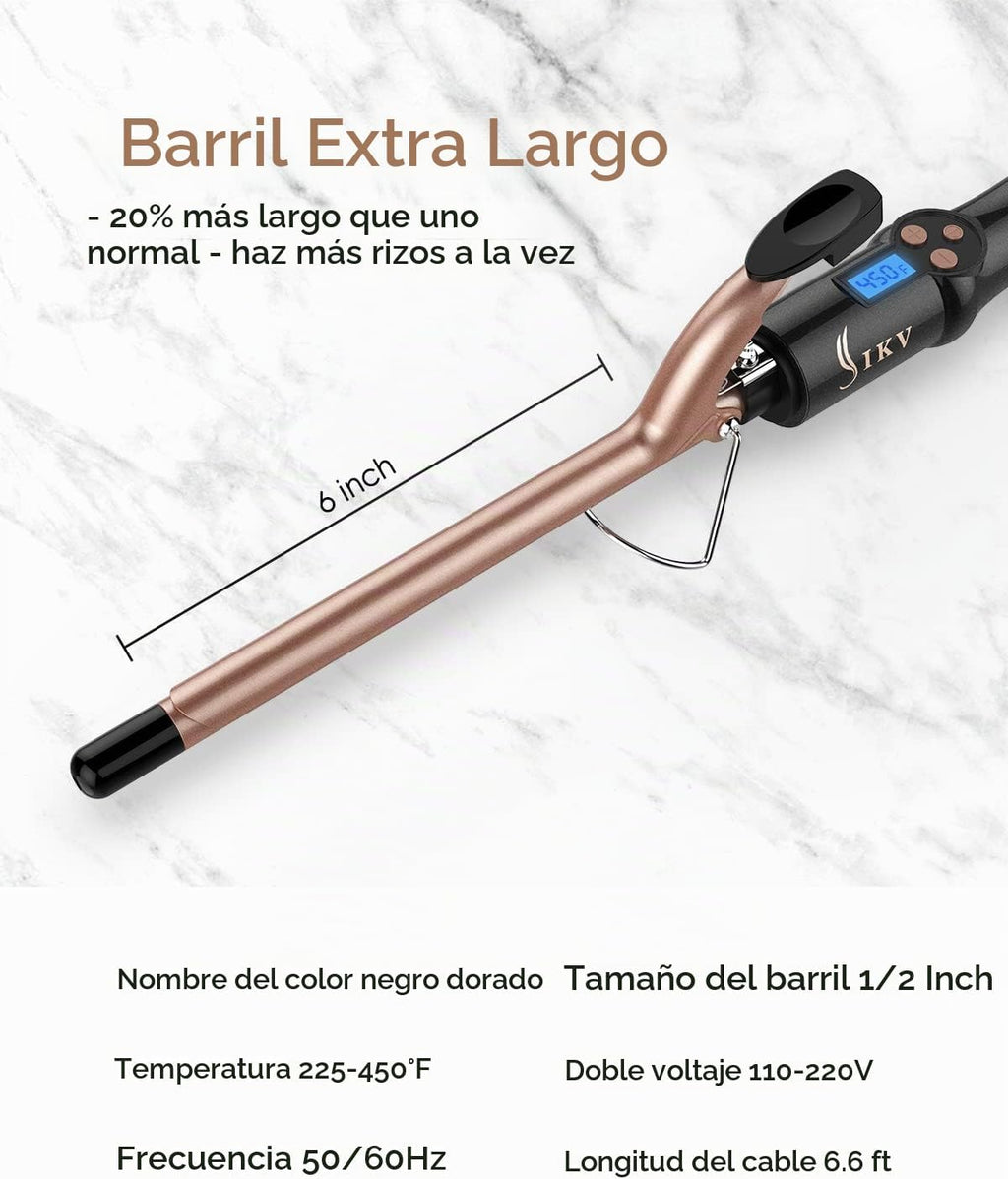 Pequeño Rizador de Cabello, Barril Largo de 1\/2 Pulgada para Cabel...