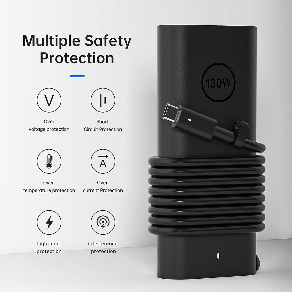 Yuncaiiz Adaptador de CA 130 W USB C Cargador para portátil Dell -...