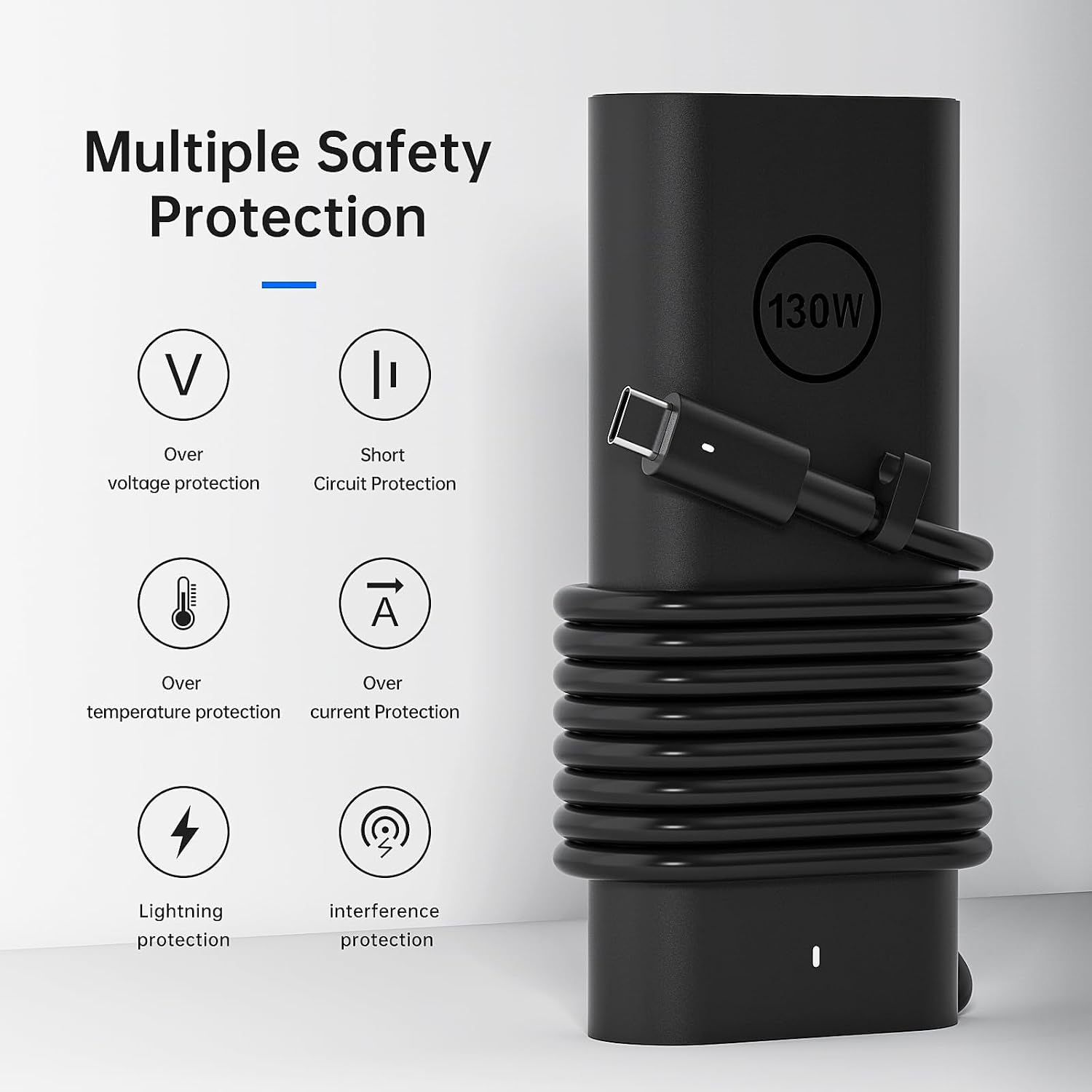Yuncaiiz Adaptador de CA 130 W USB C Cargador para portátil Dell -...