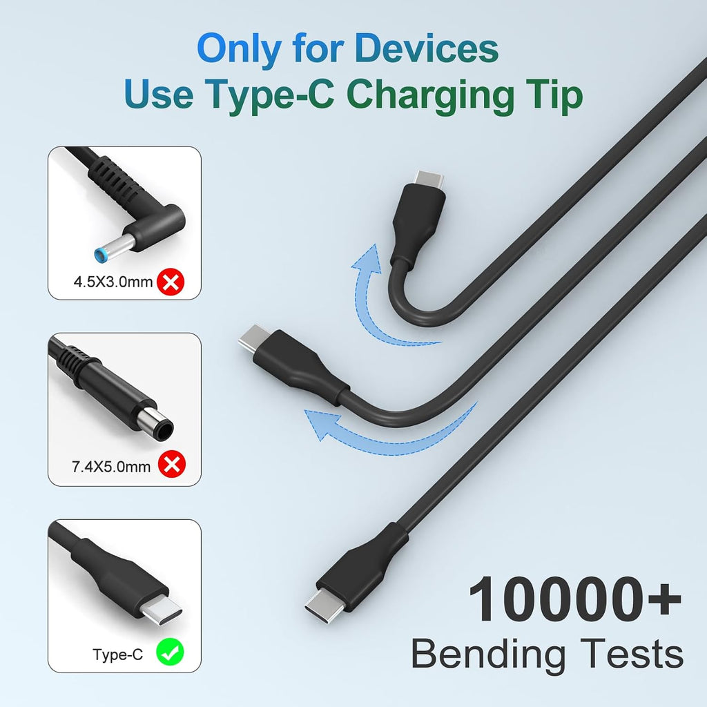 Cargador USB-C para portátil de 45 W compatible con HP Chromebook X...