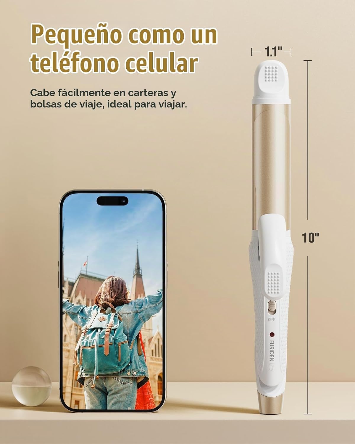 Rizador de viaje Europa Mini: rizador de doble voltaje para viajar,...