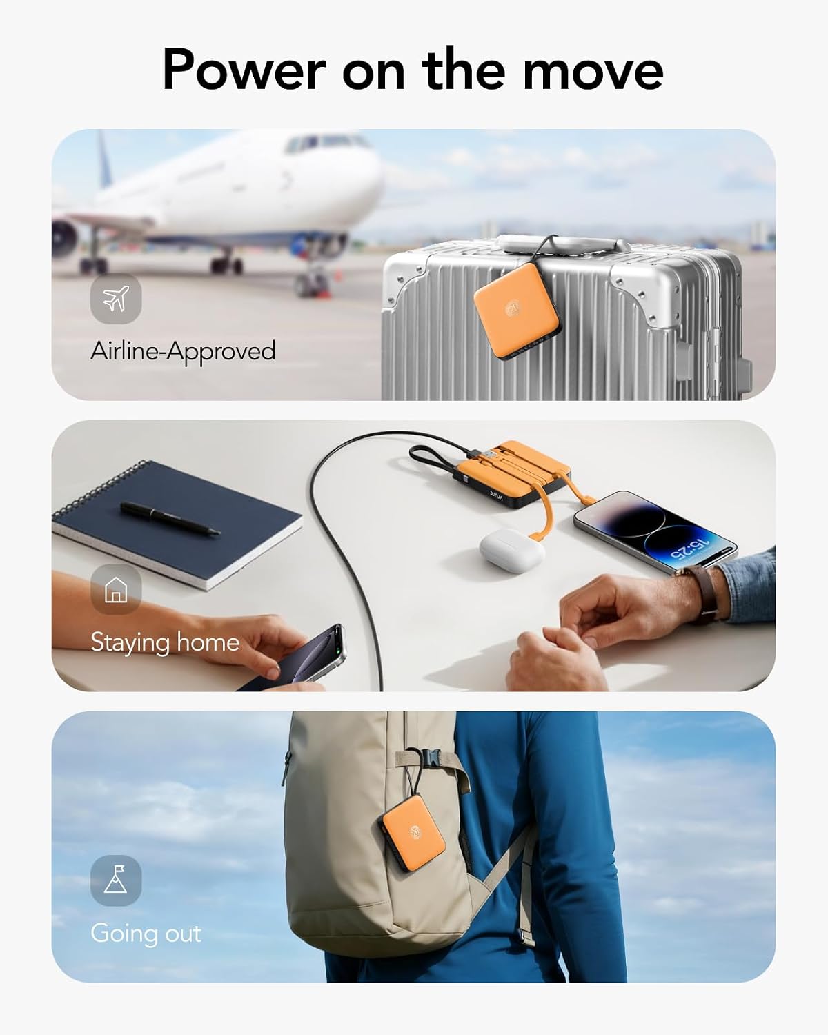 VRURC Cargador portátil USB C para iPhone, banco de energía delgado...