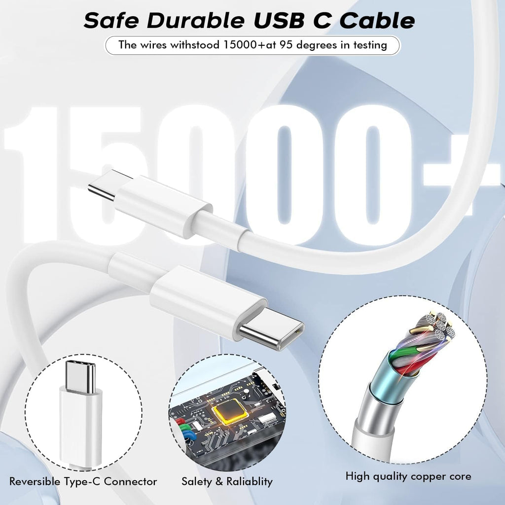 Bloque de cargador USB C rápido, paquete de 3 cables USBC a USBC de...