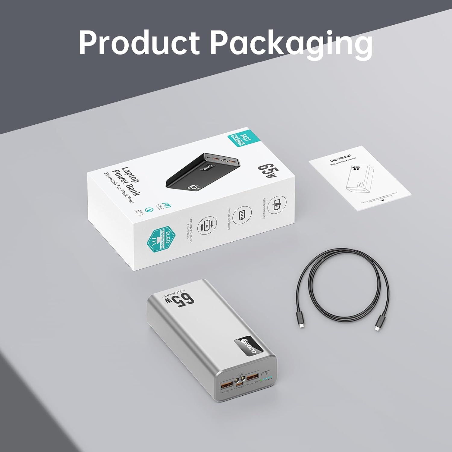 PSOOO Cargador portátil 27000mAh 65W PD Banco de energía de carga r...
