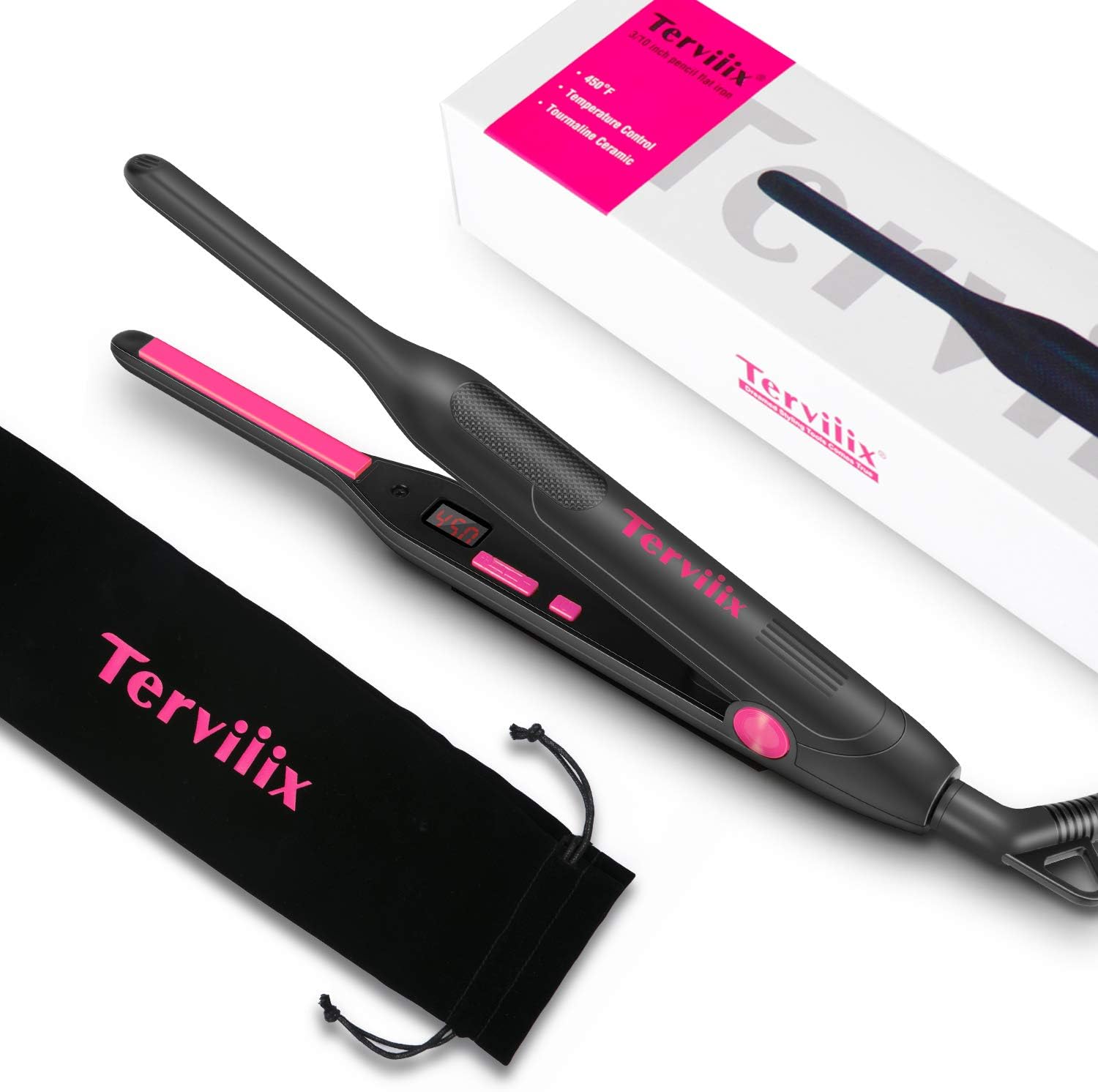 Terviiix Plancha plana tipo lápiz, planchas pequeñas para cabello c...