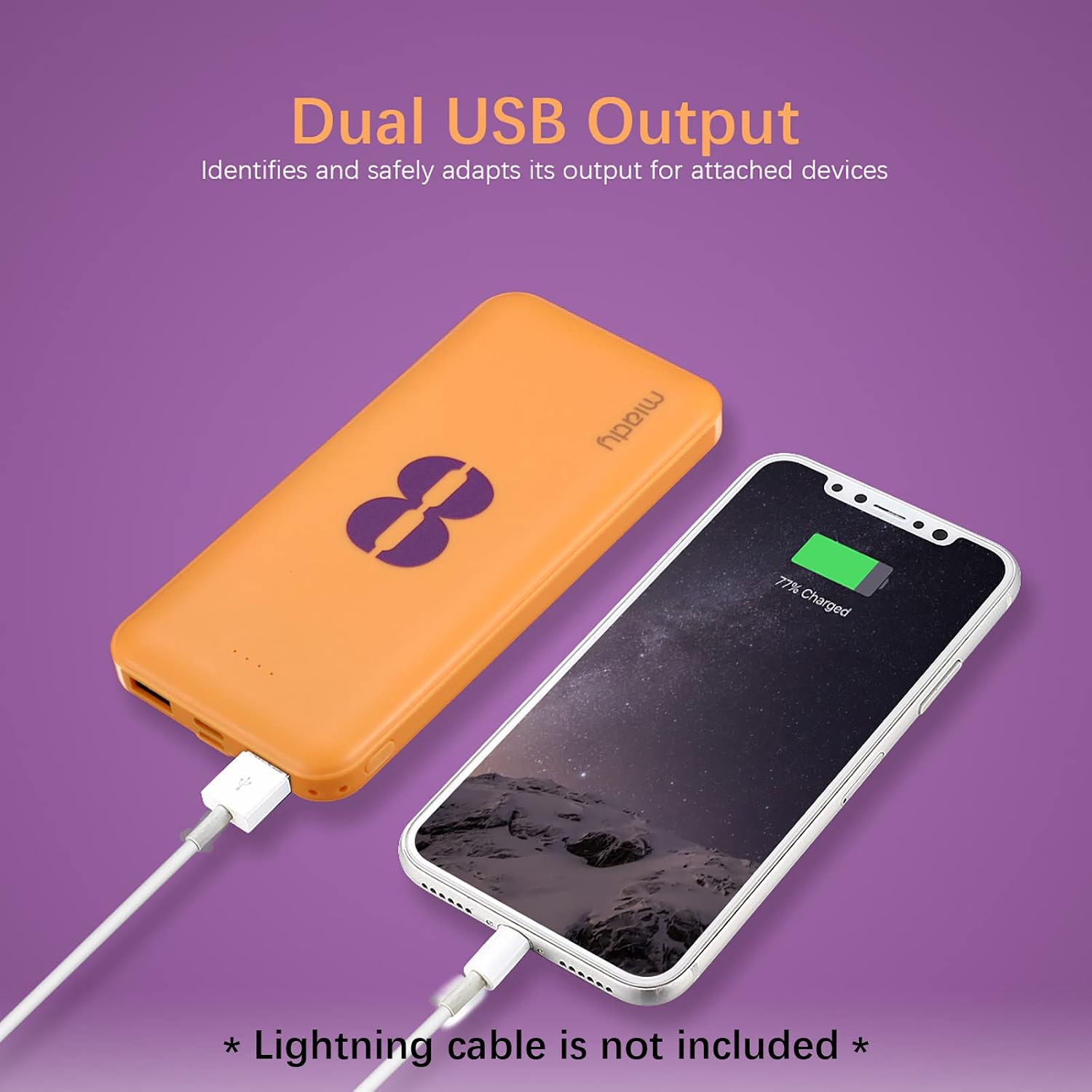 Miady Paquete de 2 cargadores portátiles USB dual de 10000 mAh, ban...