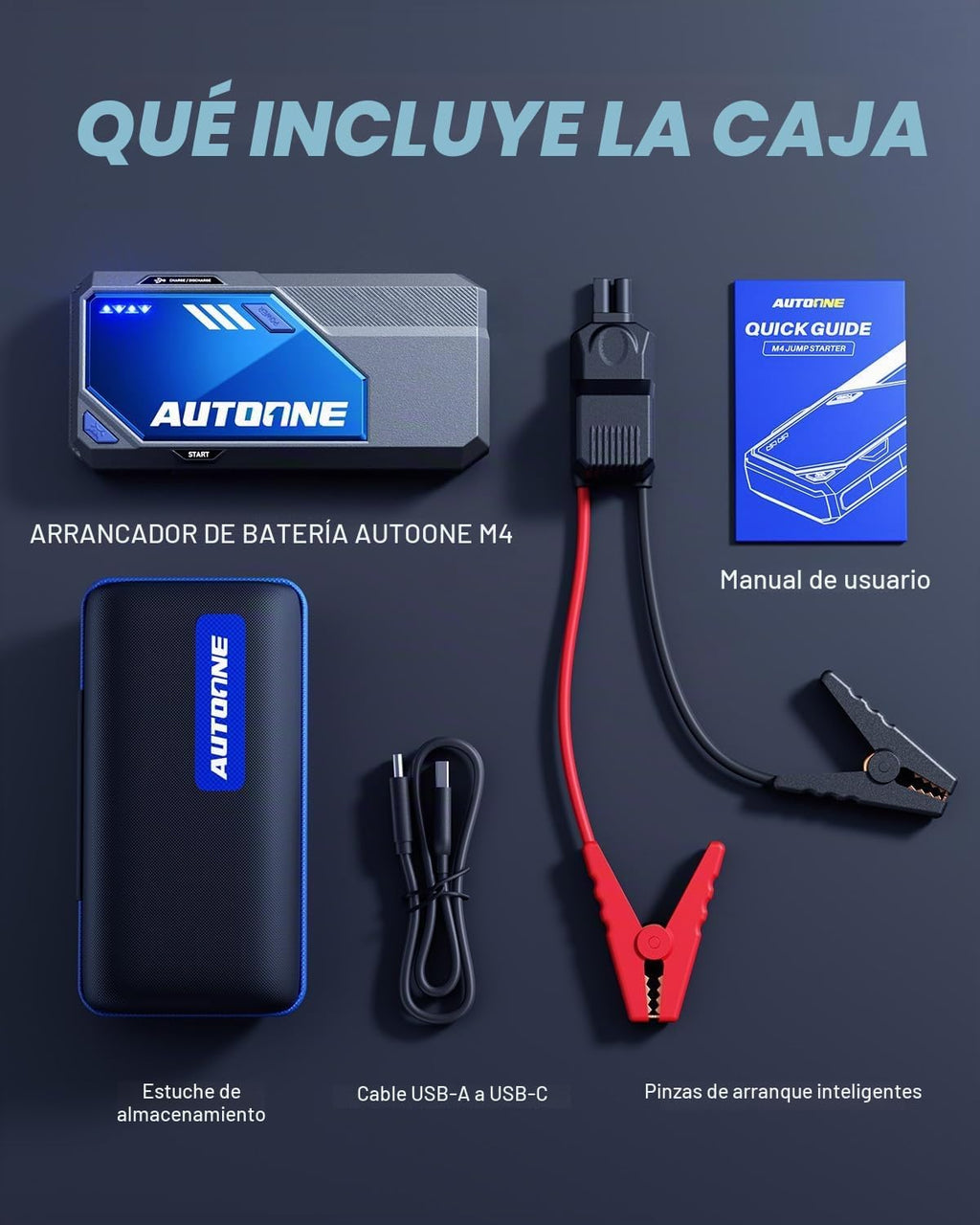 AUTOONE M4 - Arrancador de batería portátil de auto, 7500 A, paquet...