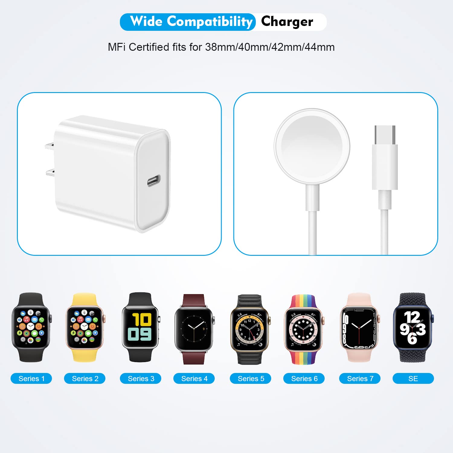 Cargador rápido para Apple Watch, USB C de 20 W, adaptador de enchu...