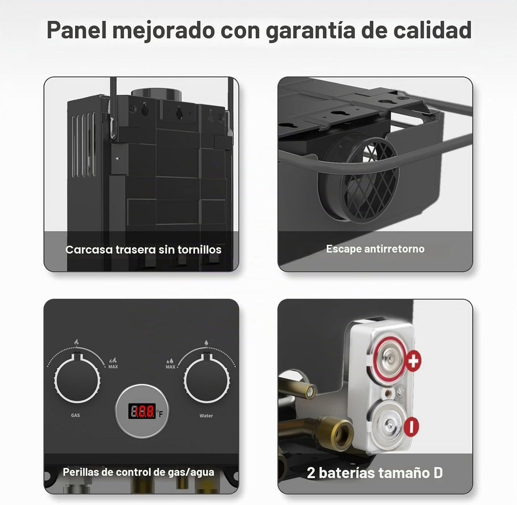 Calentador de agua de propano, 6L 1.58GPM 41000 BTU Calentador de a...