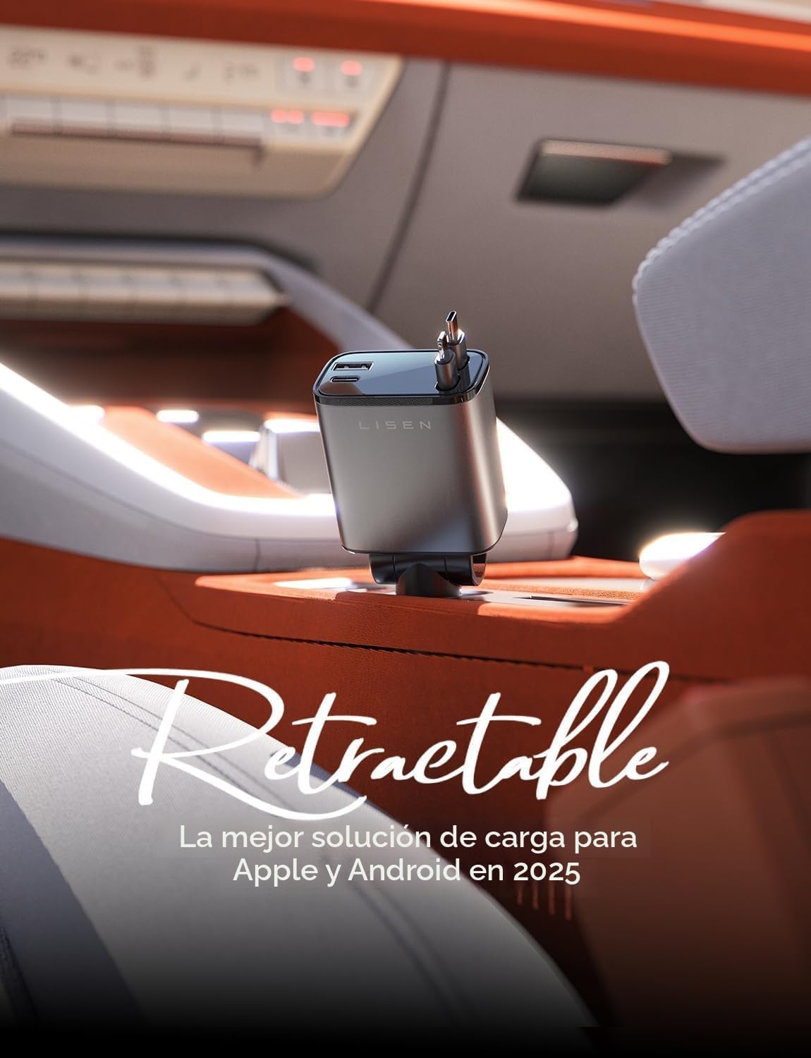 LISEN Cargador retráctil para automóvil, [actualización 2026 de 50...