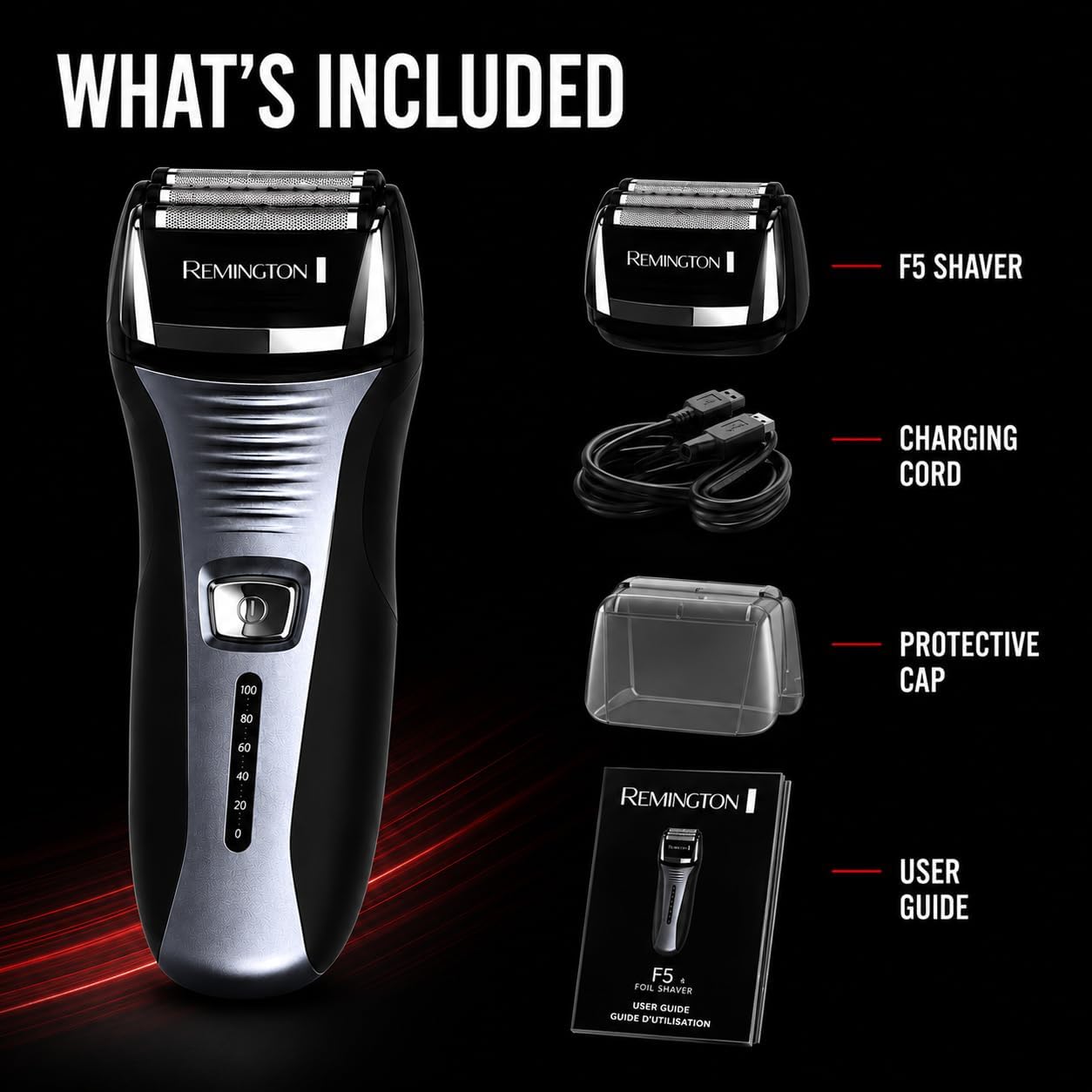 Afeitadora eléctrica Remington F5-5800 para hombres, color negro