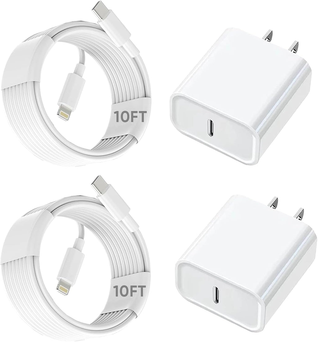 Cargador rápido para iPhone de 3 metros, paquete de 2 [certificado...