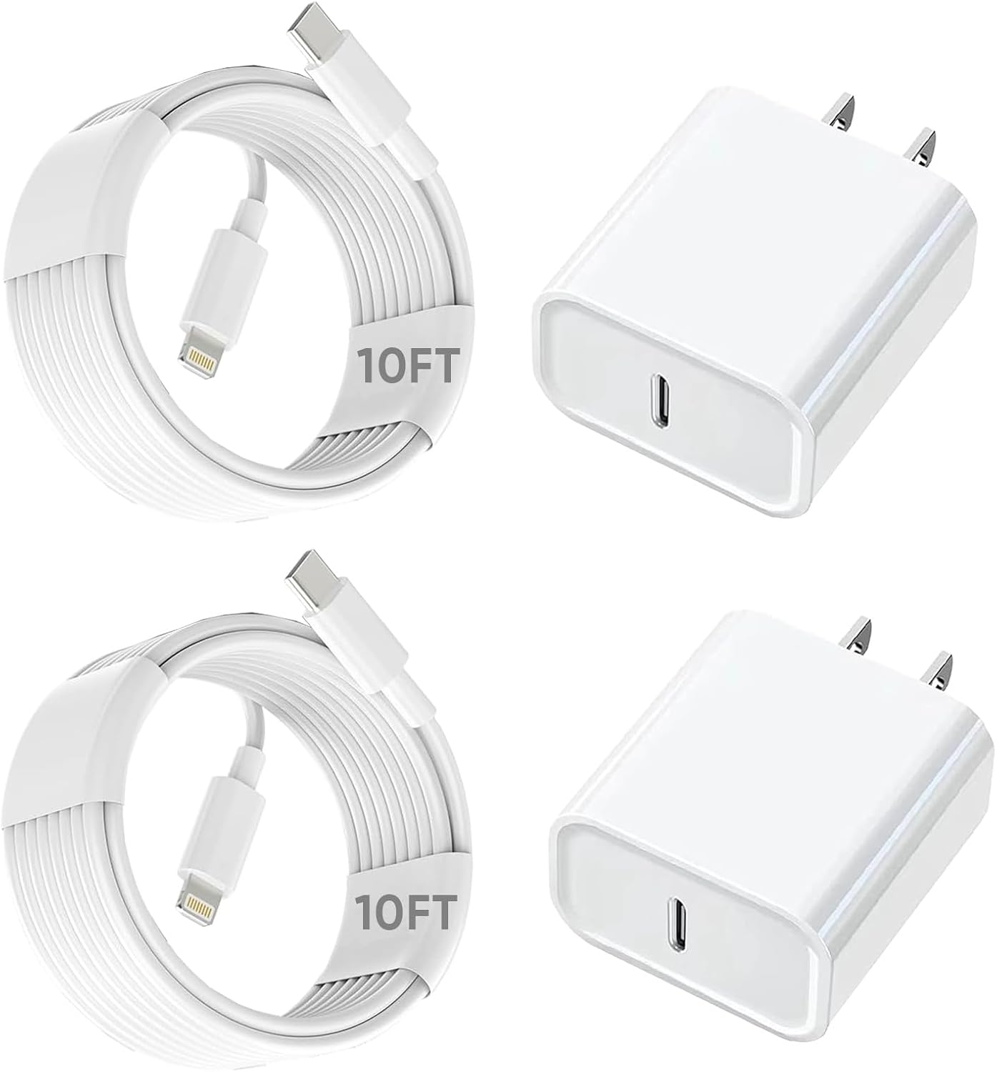 Cargador rápido para iPhone de 3 metros, paquete de 2 [certificado...