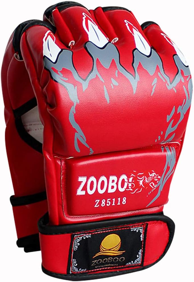 ZooBoo Guantes de MMA, guantes de boxeo de medio dedo, mitones de M...