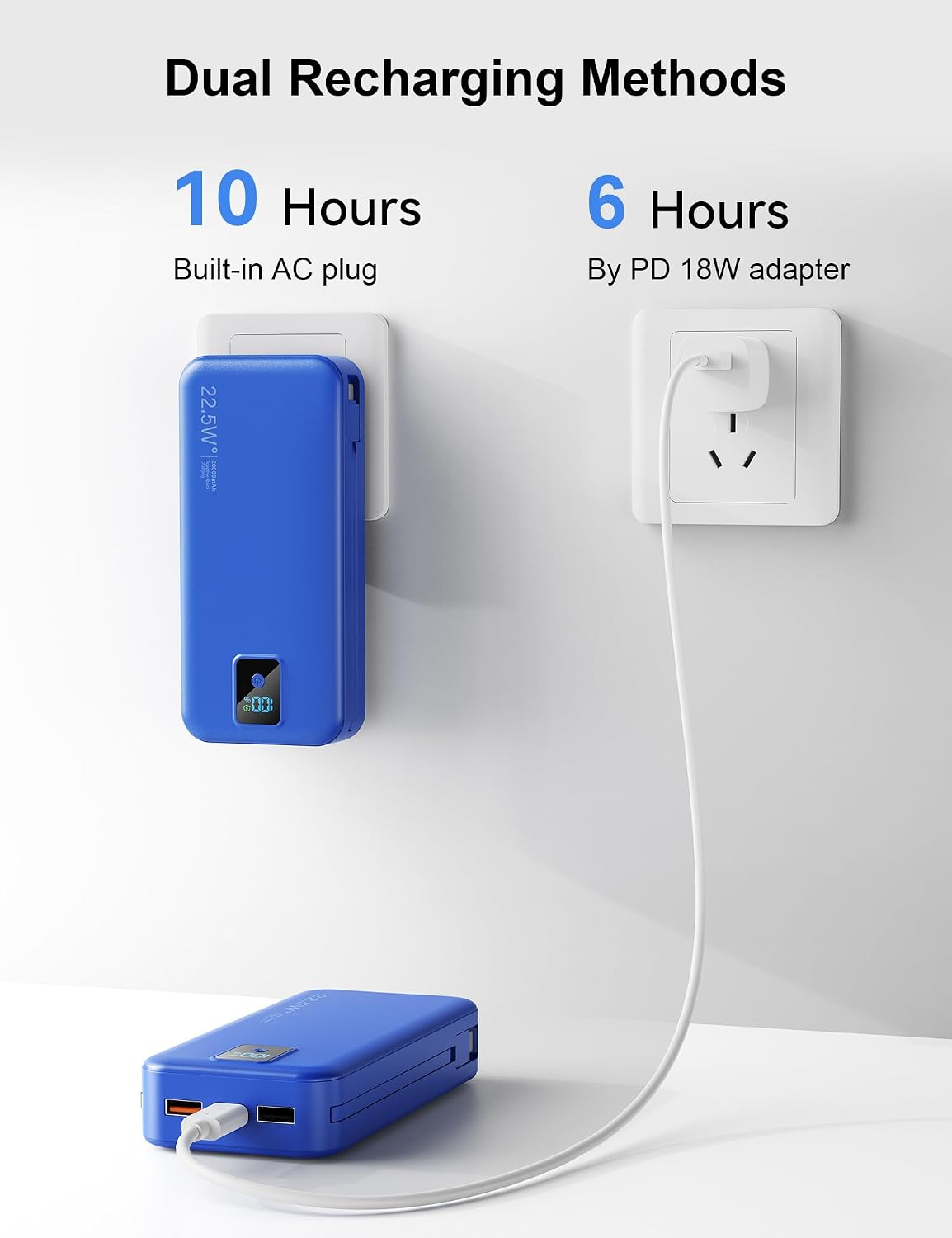 Cargador portátil Rngsnoy 20000mAh 22.5W con cable incorporado y en...