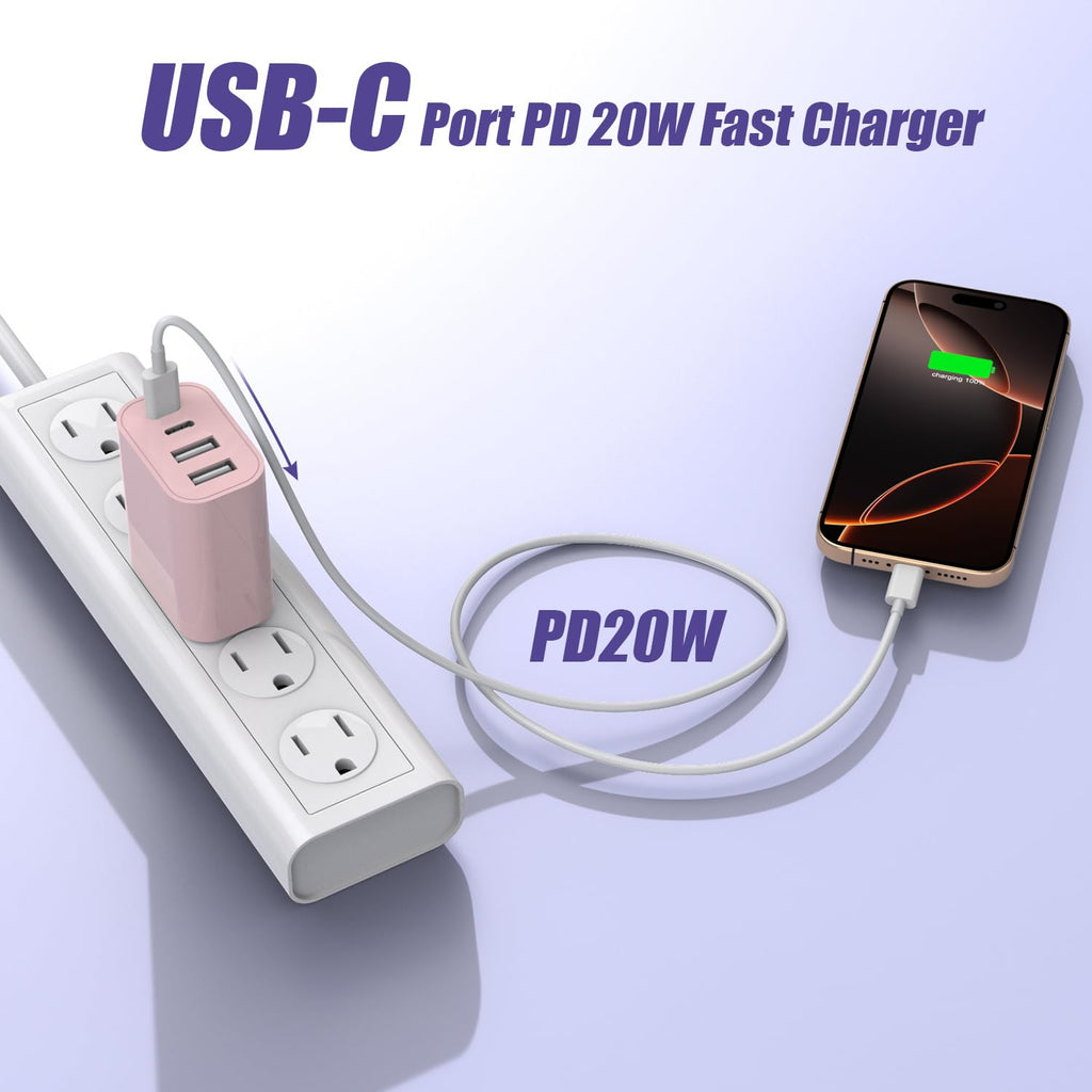Bloque de carga rápida USB, adaptador de carga de 4 puertos de 40 W...