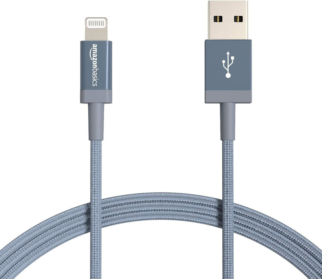 Amazon Basics Pack de 2 Cables de Carga USB-A a Lightning Duraderos...