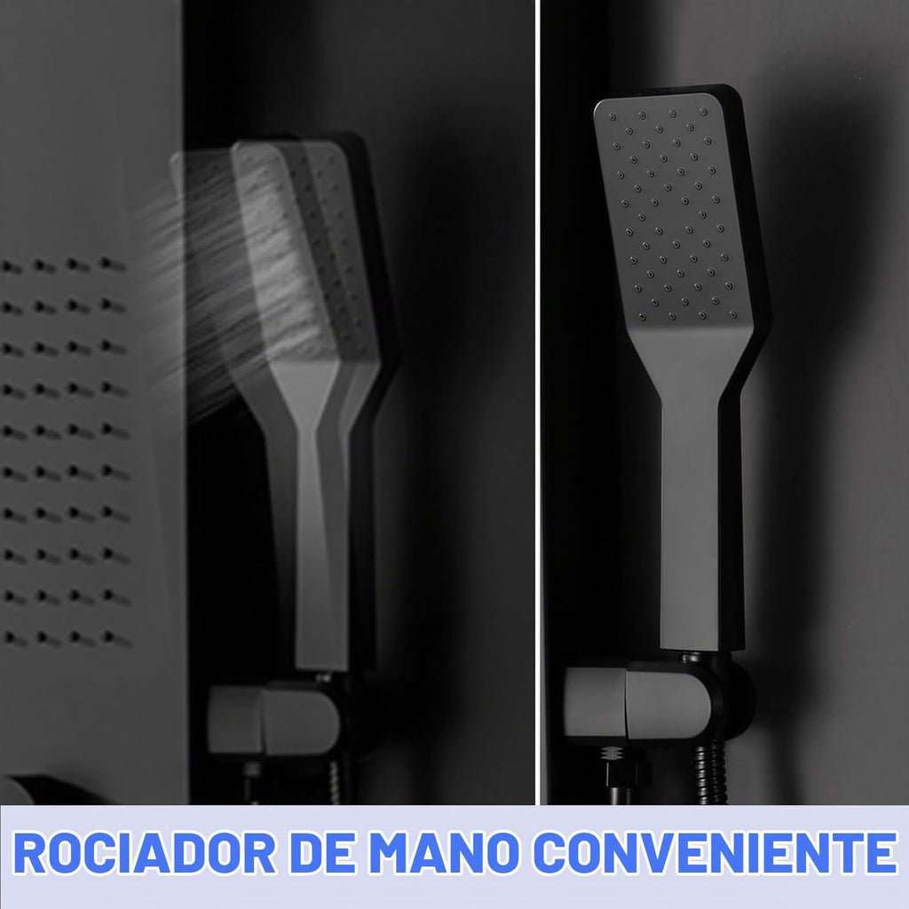 BWE - Torre de ducha negra, sistema de panel de ducha multifunción,...
