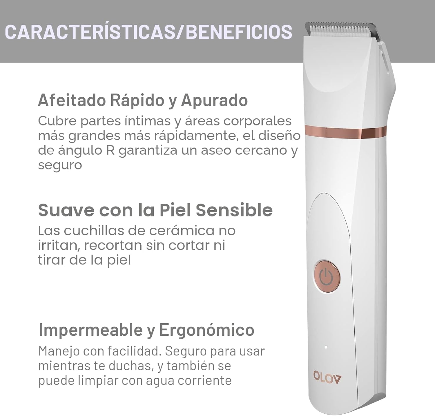 OLOV Recortadora eléctrica de pelo corporal, recortadora de ingle p...