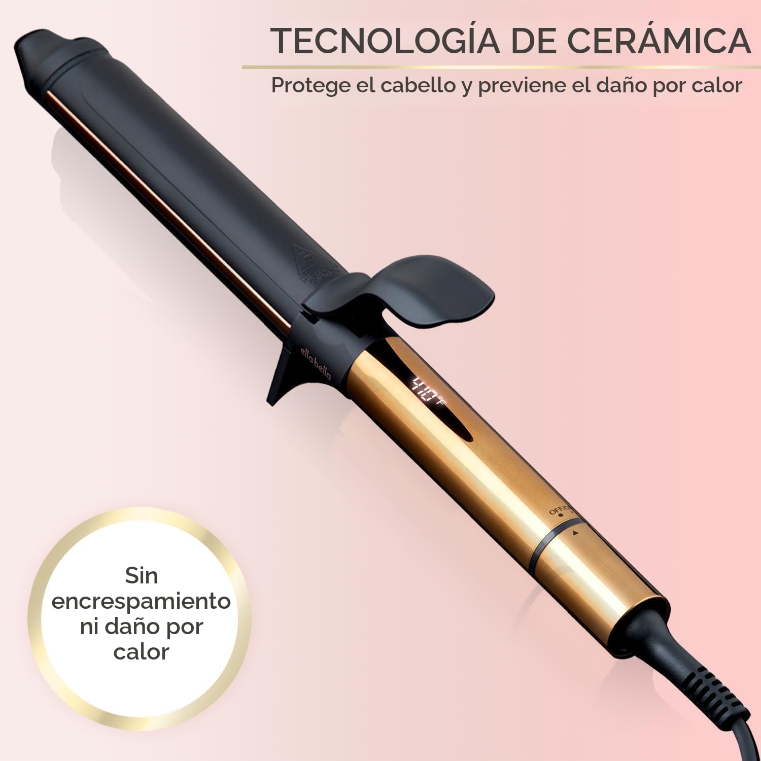 ELLA BELLA® Rizador de pelo de 1.5" \u2022 Rizador de pelo prof...