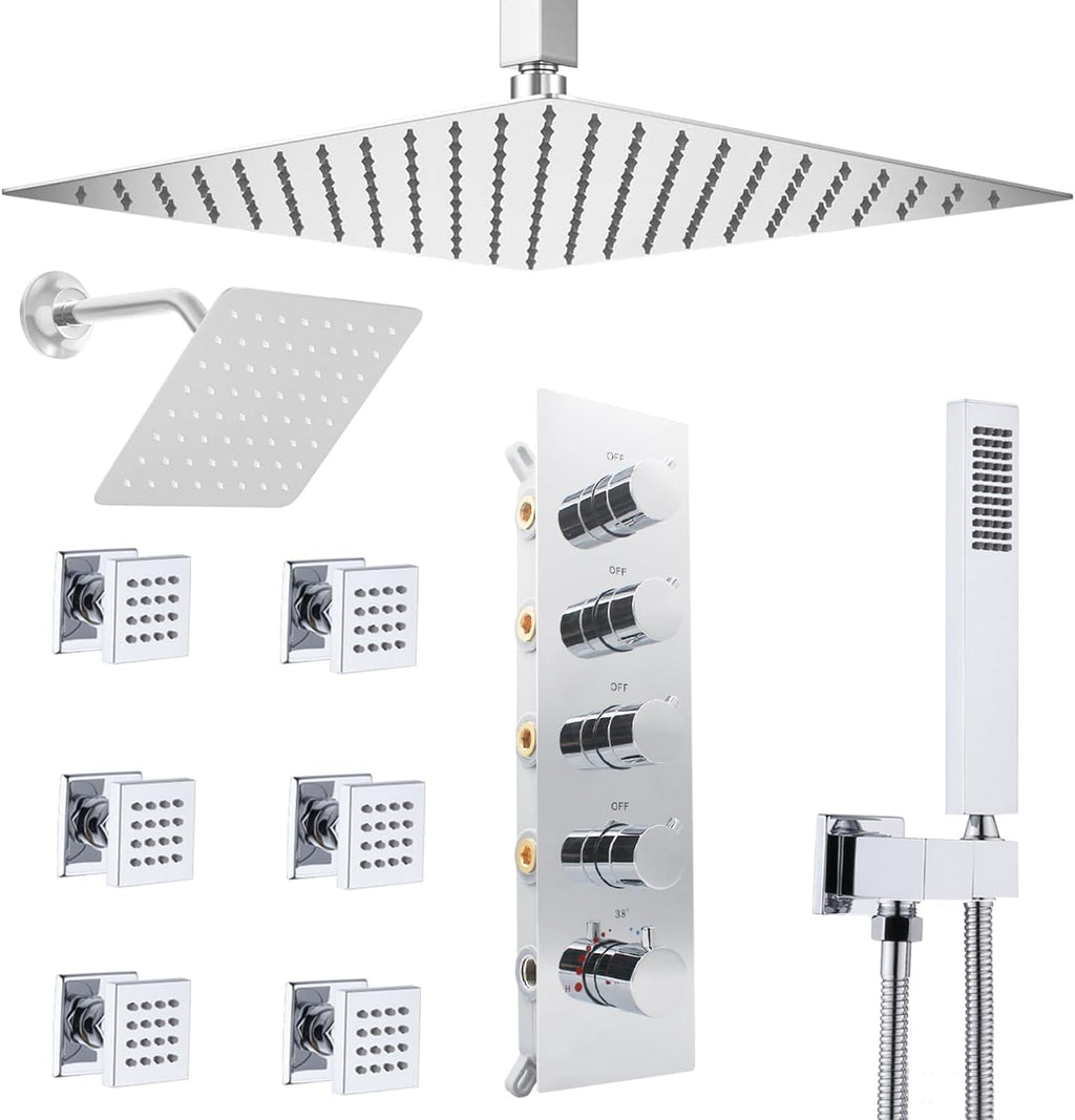 NPYSVSSS - Sistema de ducha termostático con cabezal LED de montaje...