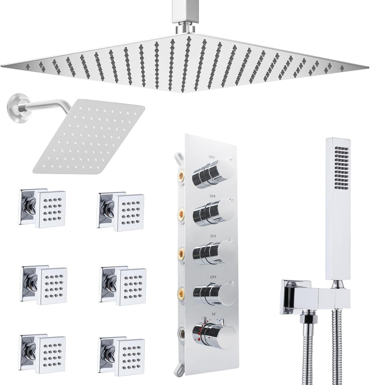NPYSVSSS - Sistema de ducha termostático con cabezal LED de montaje...