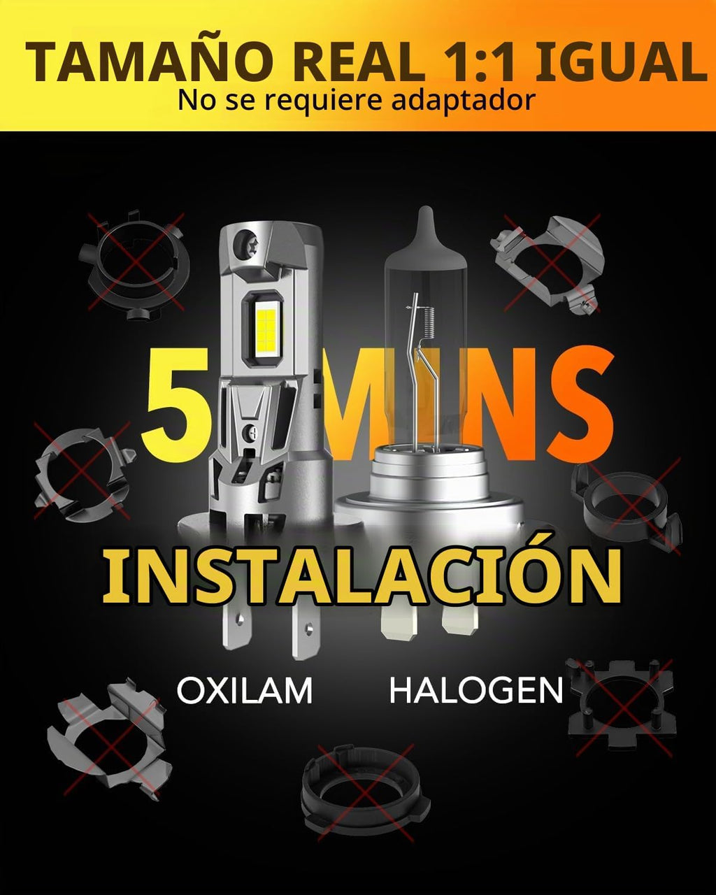 OXILAM Bombillas H7 de 6500 K, color blanco, 38000 lm, 800% luces a...