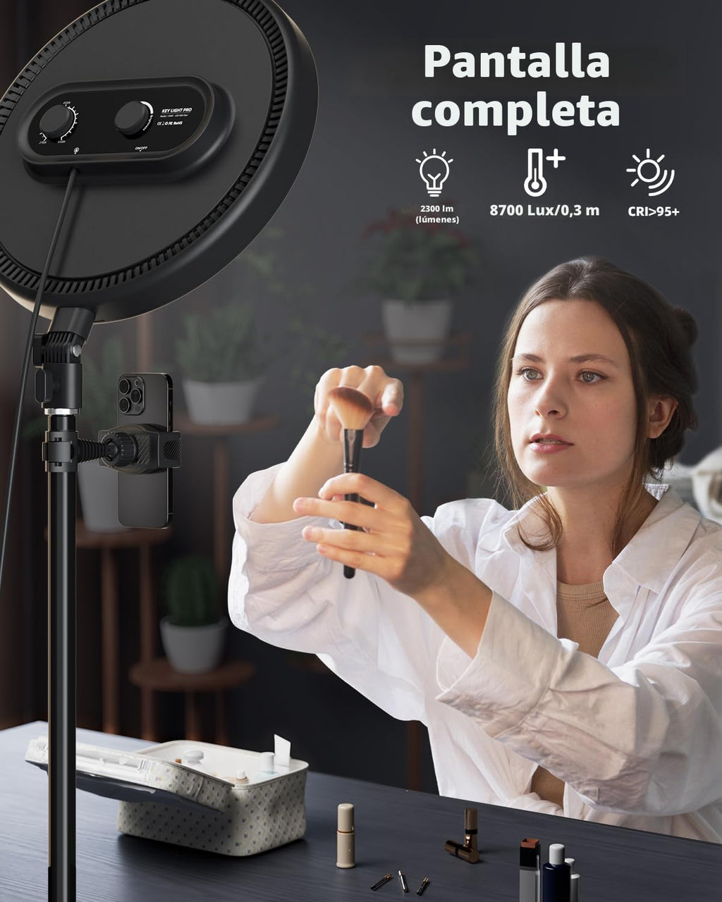 TODI - Anillo de luz grande con soporte de 79 pulgadas, anillo de l...