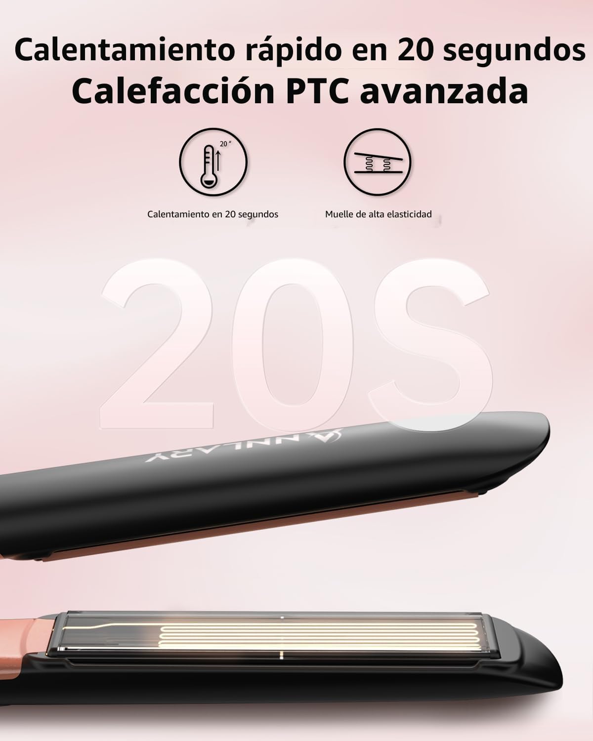 Annlary - Plancha de pelo de 1 pulgada y rizador 2 en 1 de titanio...