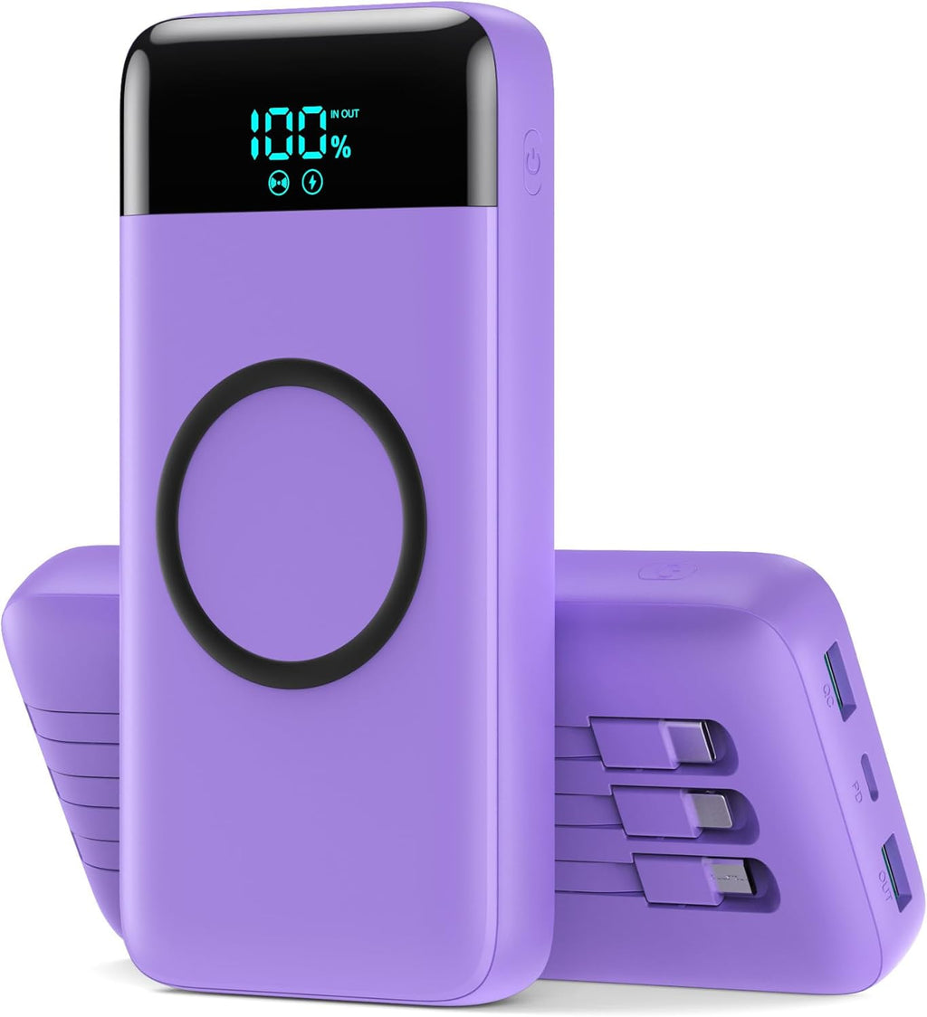 Cargador Portátil Inalámbrico 40800mAh con 3 Cables Integrados, Ban...