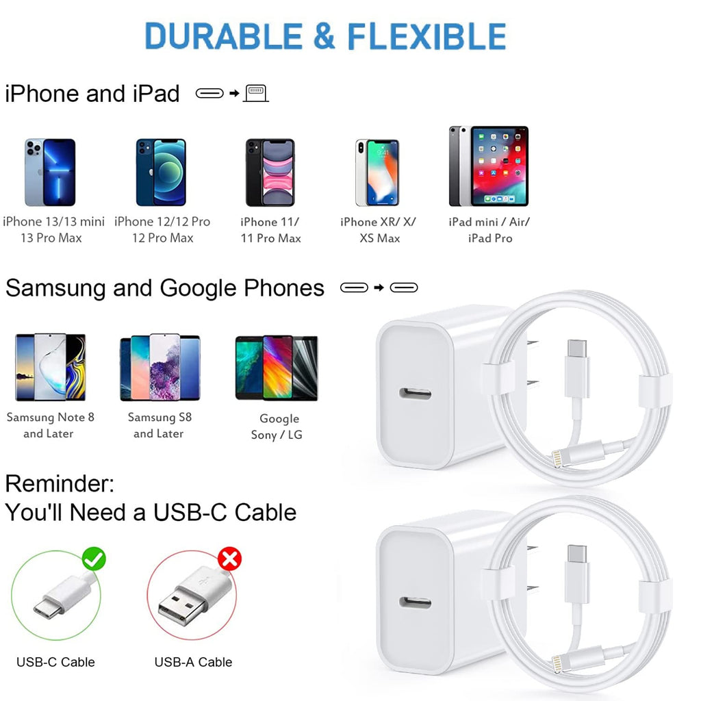 Cargador rápido para iPhone 13 12 11 [certificado Apple MFi], paque...