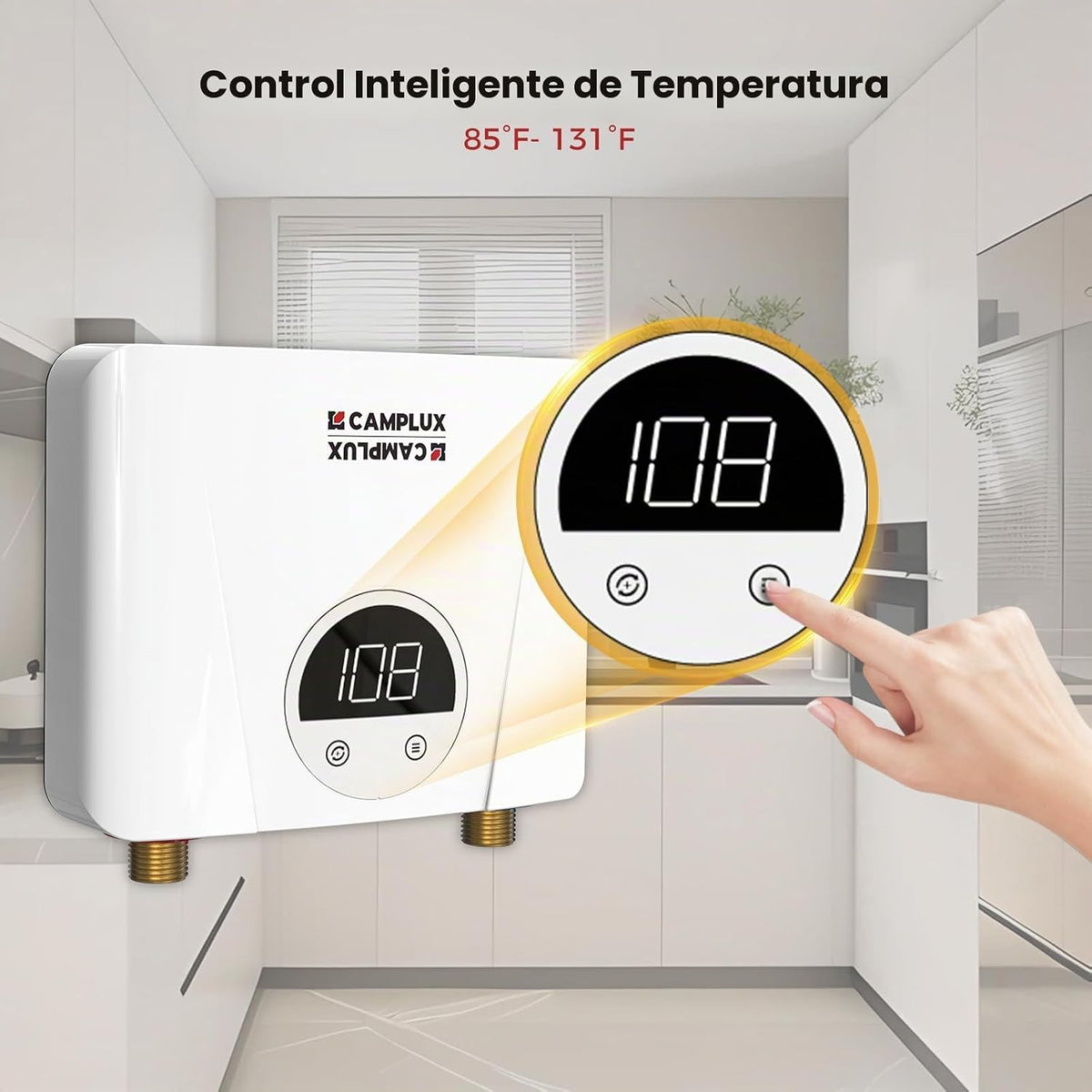 CAMPLUX - Calentador de agua eléctrico sin tanque, 3.5 kW a 120 vol...