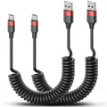 2 unidades de cable USB C enrollado, cable de carga rápida USB a US...