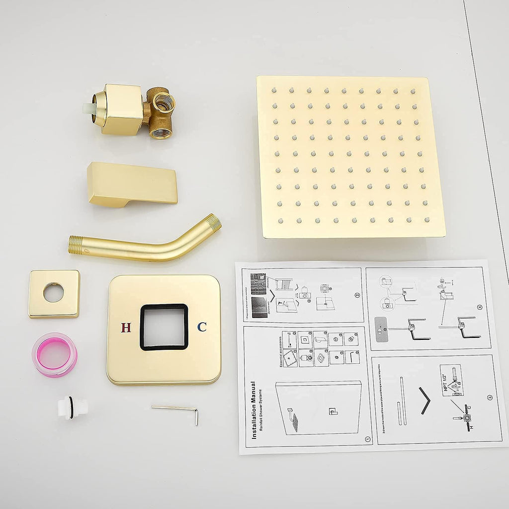 Grifo de Ducha Dorado Cepillado GGStudy Kit de Acabado de Ducha de...