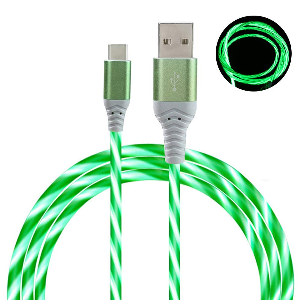 Cable LED USB C [2 unidades, 6 pies], cable de carga rápida LED de...