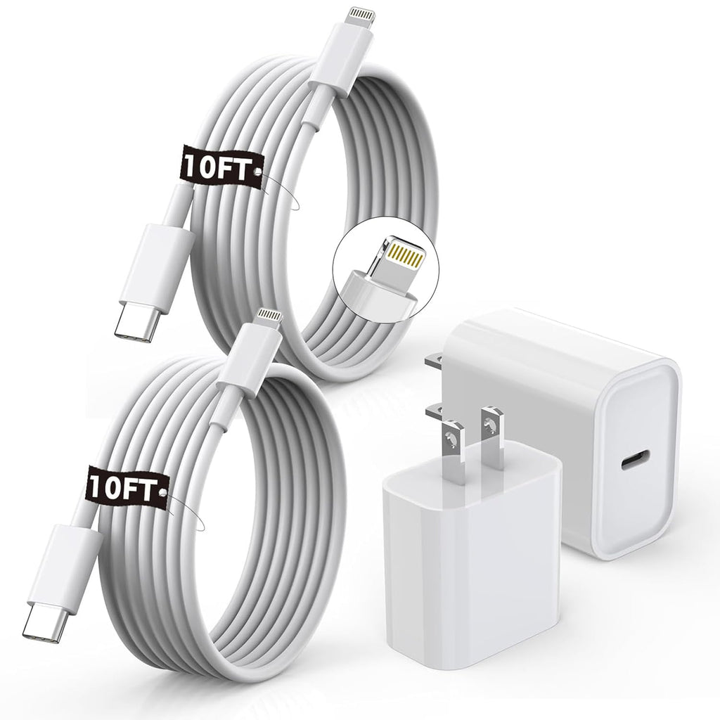 [Certificado MFi de Apple] Cargador rápido para iPhone de 10 pies,...
